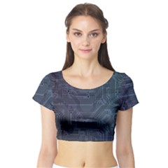 Circuit Board Circuits Mother Board Computer Chip Short Sleeve Crop Top