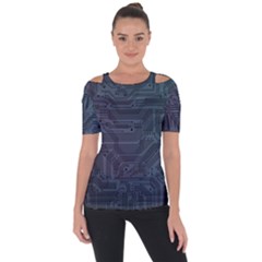 Circuit Board Circuits Mother Board Computer Chip Shoulder Cut Out Short Sleeve Top