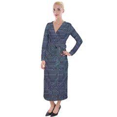 Circuit Board Circuits Mother Board Computer Chip Velvet Maxi Wrap Dress