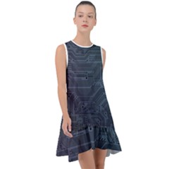 Circuit Board Circuits Mother Board Computer Chip Frill Swing Dress