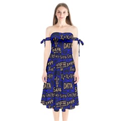 Art Pattern Design Background Graphic Shoulder Tie Bardot Midi Dress