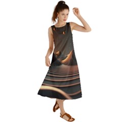 Ai Generated Swirl Space Design Fractal Light Art Summer Maxi Dress