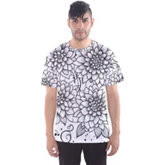 Flowers Template Line Art Pattern Coloring Page Men s Sport Mesh Tee