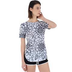 Flowers Template Line Art Pattern Coloring Page Perpetual Short Sleeve T-shirt