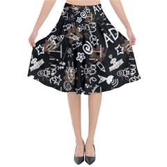 Background Pattern Graphic Beautiful Wallpaper Flared Midi Skirt