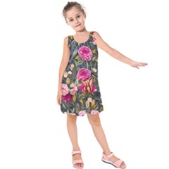 Astonishingly Beautiful Bluebells Watercolor Kids  Sleeveless Dress by GardenOfOphir