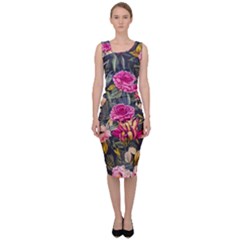 Astonishingly Beautiful Bluebells Watercolor Sleeveless Pencil Dress by GardenOfOphir