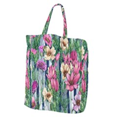 Big And Bright Watercolor Flowers Giant Grocery Tote by GardenOfOphir