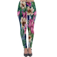 Big And Bright Watercolor Flowers Lightweight Velour Leggings by GardenOfOphir