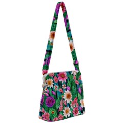 Creative Crimson Crisp Watercolor Flowers Zipper Messenger Bag