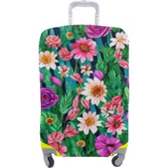 Creative Crimson Crisp Watercolor Flowers Luggage Cover (Large)