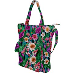 Creative Crimson Crisp Watercolor Flowers Shoulder Tote Bag by GardenOfOphir