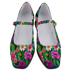 Creative Crimson Crisp Watercolor Flowers Women s Mary Jane Shoes by GardenOfOphir