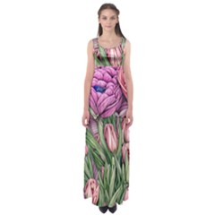 Chic Choice Classic Watercolor Flowers Empire Waist Maxi Dress by GardenOfOphir