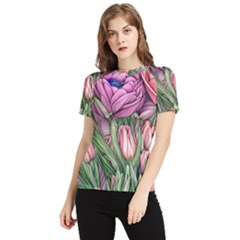 Chic Choice Classic Watercolor Flowers Women s Short Sleeve Rash Guard