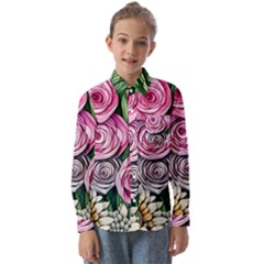 Breathtaking Bright Brilliant Watercolor Flowers Kids  Long Sleeve Shirt by GardenOfOphir