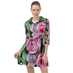 Breathtaking Bright Brilliant Watercolor Flowers Mini Skater Shirt Dress by GardenOfOphir