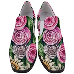 Breathtaking Bright Brilliant Watercolor Flowers Women Slip On Heel Loafers by GardenOfOphir