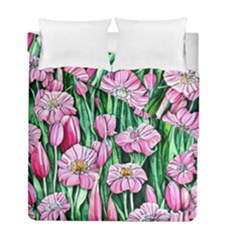 Blushing Bold Botanical Watercolor Flowers Duvet Cover Double Side (full/ Double Size) by GardenOfOphir