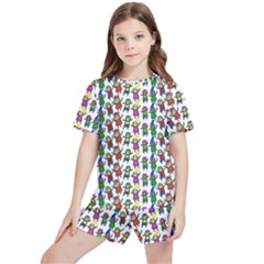 Stickman Kids Doodle Paper Children Group Kids  Tee And Sports Shorts Set