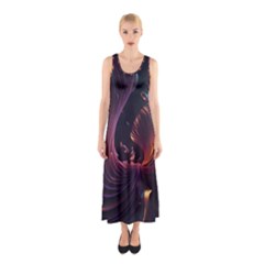 Ai Generated Swirls Space Design Fractal Light 3d Art Pattern Sleeveless Maxi Dress