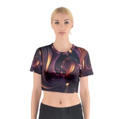 Ai Generated Swirls Space Design Fractal Light 3d Art Pattern Cotton Crop Top