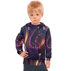 Ai Generated Swirls Space Design Fractal Light 3d Art Pattern Kids  Hooded Pullover by Ravend