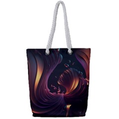 Ai Generated Swirls Space Design Fractal Light 3d Art Pattern Full Print Rope Handle Tote (small) by Ravend