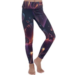 Ai Generated Swirls Space Design Fractal Light 3d Art Pattern Kids  Lightweight Velour Classic Yoga Leggings