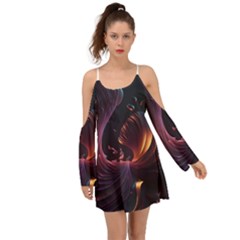 Ai Generated Swirls Space Design Fractal Light 3d Art Pattern Boho Dress by Ravend