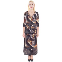 Ai Generated Swirls Space Design Fractal Light 3d Pattern Quarter Sleeve Wrap Maxi Dress by Ravend