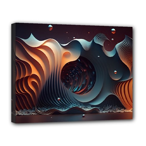 Ai Generated Space Design Fractal Light Motion Canvas 14  X 11  (stretched) by Ravend