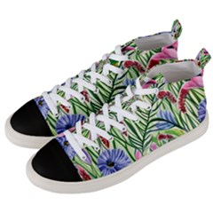 Celestial Watercolor Flower Men s Mid-top Canvas Sneakers by GardenOfOphir