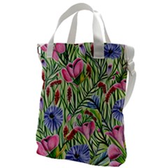 Celestial Watercolor Flower Canvas Messenger Bag by GardenOfOphir