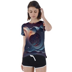 Ai Generated Space Design Fractal Light Motion Short Sleeve Open Back Tee