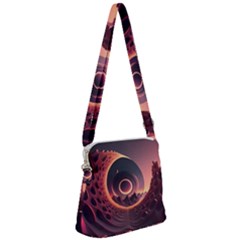 Ai Generated Swirl Space Design Fractal Light 3d Art Zipper Messenger Bag by Ravend