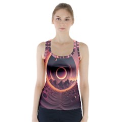 Ai Generated Swirl Space Design Fractal Light 3d Art Racer Back Sports Top