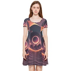 Ai Generated Swirl Space Design Fractal Light 3d Art Inside Out Cap Sleeve Dress