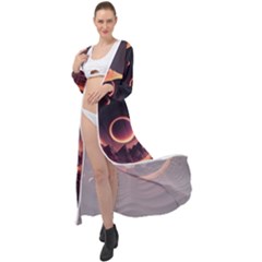 Ai Generated Swirl Space Design Fractal Light 3d Art Maxi Chiffon Beach Wrap