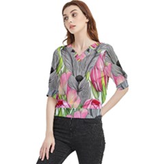 Budding And Captivating Quarter Sleeve Blouse