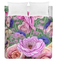 Broken And Budding Watercolor Flowers Duvet Cover Double Side (queen Size) by GardenOfOphir