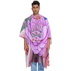 Broken And Budding Watercolor Flowers Men s Hooded Rain Ponchos by GardenOfOphir