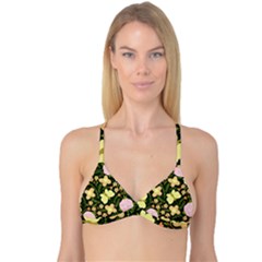 Flowers Rose Blossom Pattern Creative Motif Reversible Tri Bikini Top by Ravend