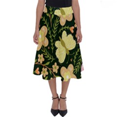 Flowers Rose Blossom Pattern Creative Motif Perfect Length Midi Skirt by Ravend