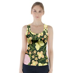 Flowers Rose Blossom Pattern Creative Motif Racer Back Sports Top