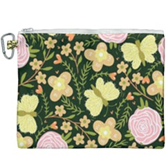 Flowers Rose Blossom Pattern Creative Motif Canvas Cosmetic Bag (xxxl)