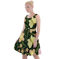 Flowers Rose Blossom Pattern Creative Motif Knee Length Skater Dress