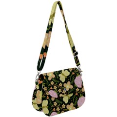 Flowers Rose Blossom Pattern Creative Motif Saddle Handbag
