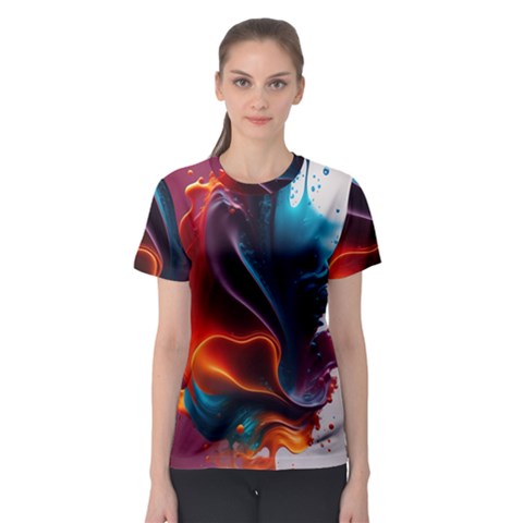 Ai Generated Swirl Splash Blaze Design Art Women s Sport Mesh Tee by Ravend