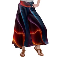 Ai Generated Swirl Splash Blaze Design Art Satin Palazzo Pants by Ravend